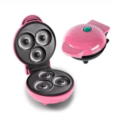 Imagem de Mini Máquina de Donuts Elétrica 3 Furos Cozimento Rápido 110V(rosa)