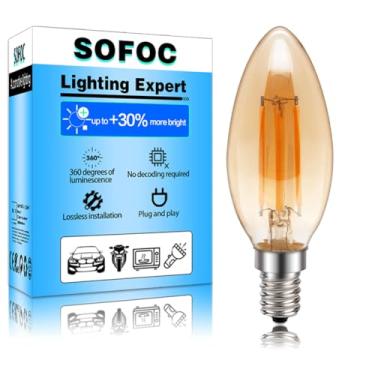 Imagem de SOFOC E12 Lâmpadas LED Candelabro 40Watt Equivalente Amarelo Quente 6W 400LM 2200K C35 Forma Lâmpada Regulável para Luzes Internas Externas Candelabro de Arandela 1 peça
