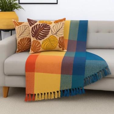 Imagem de Manta Macia para Sofá Grande Algodão Colorida (Colorido, 2,40x1,60 m)