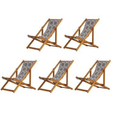 Imagem de Kit 5 Cadeira Espreguiçadeira Dobrável Mel Sb-mandala