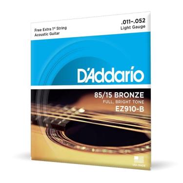 Imagem de Encordoamento Violão Aço 11-52 Corda Extra D Addario Ez910-b [f035]