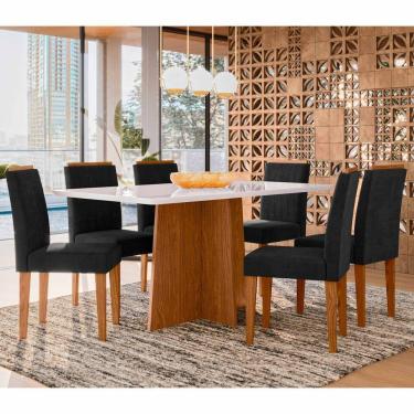 Imagem de Conjunto Sala De Jantar Mesa Anitta 1,60m Com 6 Cadeiras Ana Ypê/off White/ja03 - New Ceval