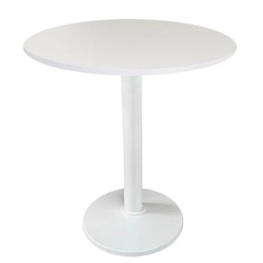 Imagem de Mesa Zeta Ferro Branco 75 Cm (alt) Disco Redondo Tampo Mdp Redondo 80 Cm (larg) X 2,5 Cm (alt) Branco