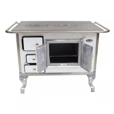 Imagem de Fogão A Lenha N2 Ferro Fundido Direito Branco Porta Dupla