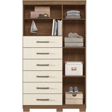 Imagem de Multi Cômoda Marbella 1 Porta 6 Gavetas Pés Jatobá-areia