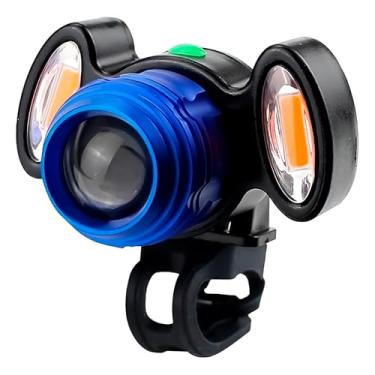 Imagem de Farol para Bicicleta Recarregável USB, 300lm, 4 Modos de Iluminação, IP65 à Prova D'água, Azul, Visibilidade 500m, Bateria com 4h de Autonomia