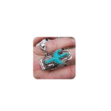 Imagem de BOOZIQ Anéis turquesa ocidentais femininos ajustáveis country vintage turquesa anel aberto joias presentes, Adjustable, Liga de aço, Sem pedra preciosa