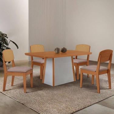 Imagem de Mesa Jantar Diane 120cm Tampo Mdf Lam 4 Cadeiras Copper.