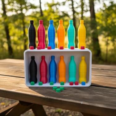 Imagem de Jogo da Garrafa Moderno em PLA, 6 Garrafas Coloridas, Kit Completo com Base, Impressão 3D, para Festas e Encontros, Diversão em Família