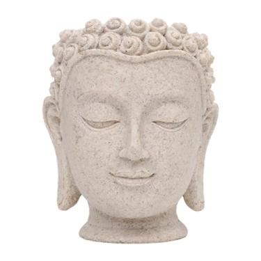 Imagem de FashionCha Vaso de Flores em Formato de Cabeça de Buda, Floreira, Estátua, Decoração, Presente, Estatueta, Vaso para Flores, Floreira para Jardim, Decoração de M, Altura 11,2 cm