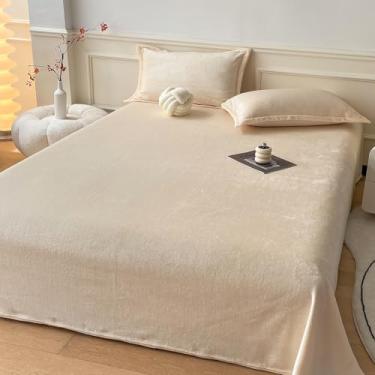 Imagem de MorroMorn Jogo de lençol Queen de flanela ultramacio e fofo de lã de pelúcia 4 peças - Jogo de cama para todas as estações com plano, bolso profundo e 2 fronhas, veludo luxuoso aconchegante (bege)
