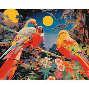 Imagem de Kits de pintura Moonlight at Night por números com pincéis e pigmento acrílico em tela para adultos, imagem de paisagem de sonhos de flores silvestres para presentes de decoração de parede de casa 40