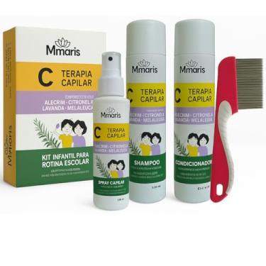 Imagem de Kit Shampoo Condicionador Terapia Capilar Spray Creme de Pentear Auxlia no Combate Piolhos e Lêndeas M MariS