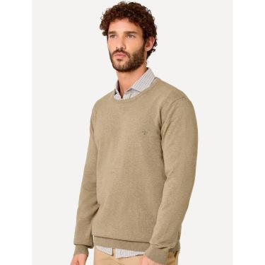 Imagem de Suéter Dudalina Masculino Tricot Crewneck Melange Cotton Cáqui-Masculino