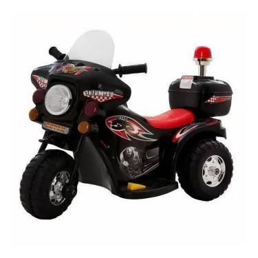 Imagem de Mini Moto Elétrica Infantil Triciclo Criança Bateria 6V Importway BW002-P Preto Polícia Bivolt
