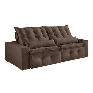 Imagem de Sofá 4 Lugares Retrátil e Reclinável França Veludo Marrom 270 cm