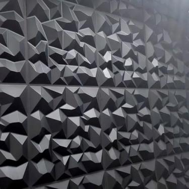 Imagem de Kit 100 Placas 3D PVC Preto 25x25cm – Revestimento Decorativo para Parede Sala Quarto (Diamante,75 UN)