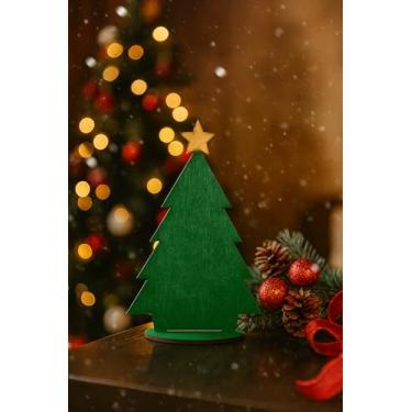 Imagem de Kit 10 Mini Árvores de Natal MDF 3mm Decorativas Corte a Laser Modelos Variados para Mesa e Lembrancinhas (Mini Árvore Estrela Clássica)