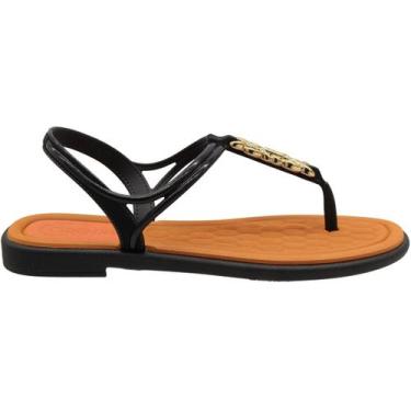 Imagem de Sandália Rasteira Grendha Mais Conforto Encanto Feminina, 37, Preto