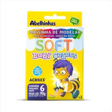 Imagem de Massa de modelar Acrilex soft baby colors 6 cores 90g