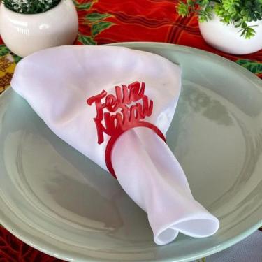 Imagem de Porta Guardanapo Anel Feliz Natal Em Acrílico Kit 6 Pçs - Progetus, Ve