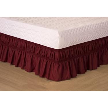 Imagem de Saia para Cama Box, Elasticada Vinho, Ajustável, Cama Solteiro Viúva Casal Padrão e Queen
