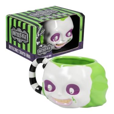 Imagem de Paladone Caneca em formato de rosto Beetlejuice - Presente de mercadoria oficialmente licenciado para fãs de filmes de terror retrô, copos de cerâmica 3D extragrande, copo para colecionadores de