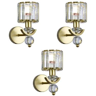 Imagem de Kit 3x Arandela De Parede Cristal Dourada Golden Shine E14