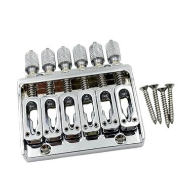 Imagem de JunZheHub Peça de Reposição para Ponte de Guitarra Elétrica Sem Tarraxas. Ferramentas Profissionais para Luthier. Acessórios Modernos E Fáceis de Usar, Prata