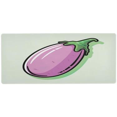 Imagem de Wassud Berinjela roxa (2) mouse pad para jogos com base de borracha antiderrapante, mouse pad longo para teclado de computador com borda costurada, impermeável grande almofada de mesa para escritório