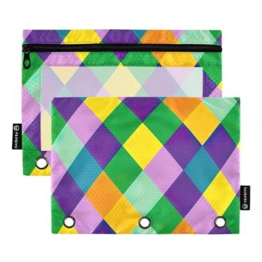 Imagem de Wassud Blocos de diamante coloridos, pacote com 2 pastas, pastas de bolso com 3 furos, pasta de arquivo organizadora para casa, escritório