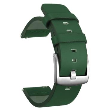 Imagem de Pulseira de couro de 22 mm para Samsung Galaxy Watch 6 5 4 de 40 mm e 44 mm para Active 2 Gear S3 de 18 mm, 20 mm e 24 mm, verde 01, 20 mm