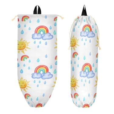 Imagem de xigua Suporte de parede colorido arco-íris para saco de plástico com cordão, 1 pacote, reutilizável para decoração organizadora de sacolas de compras, meias, roupas íntimas e gravatas