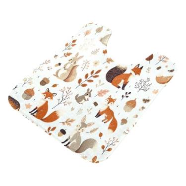 Imagem de Burbuja Tapete de banheiro Fox Bunny, tapete de banho absorvente de pelúcia macio, base antiderrapante para piso de banheiro, oval em forma de U