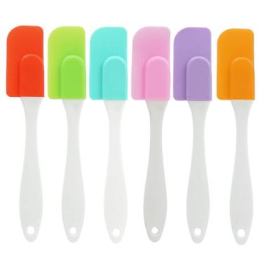 Imagem de Nextpal Conjunto de 6 espátulas de silicone pequenas, espátulas de borracha resistentes ao calor para assar e cozinhar, miniferramentas antiaderentes para misturar e raspar, acessórios pequenos