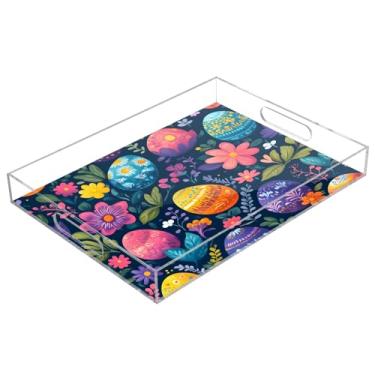 Imagem de STAYTOP Linda bandeja de acrílico para servir ovos de Páscoa, 15,7 x 11,20 cm, bandejas decorativas à prova de derramamento, organizador de bancada para café da manhã, chá, comida, maquiagem
