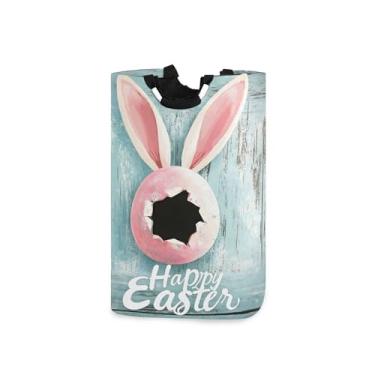 Imagem de xigua Cesto de roupa suja grande de orelhas de coelho da Páscoa com alça, cesto de roupas dobrável para organização de brinquedos e roupas no quarto, banheiro e lavanderia