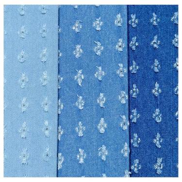 Imagem de Denim 100% Algodão Tecido Não Elástico Para Artesanato DIY Vestuário Jaqueta Estofamento Saia Jeans Decoração Design Moderno Com Rasgos(Blue 7,1.5x7m)
