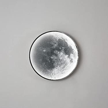 Imagem de Luminária de parede LED moderna, luminária de parede interna em formato de lua com acabamento preto, arandela de metal com cúpula de acrílico, luminárias de parede criativas para sala de est