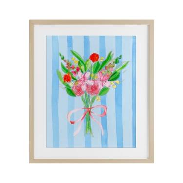 Imagem de Stupell Industries Impressão emoldurada de buquê azul e rosa e arco de bétula sob vidro, design de Nina Jacobs, 40 x 33