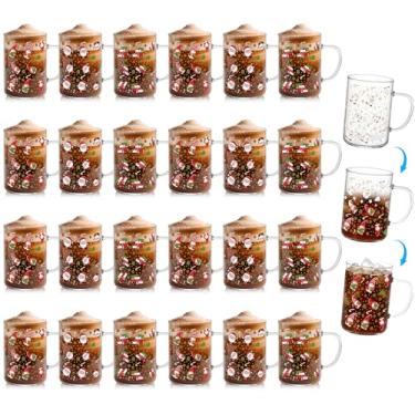 Imagem de Baderke Conjunto de 24 presentes de Natal - 473 ml canecas de vidro de Natal que mudam de cor, canecas de café de Natal de inverno com alça, flocos de neve, Papai Noel, xícaras de café gelado de
