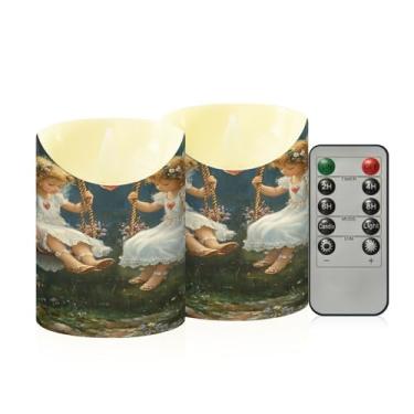 Imagem de Wassud Pacote com 2 velas lindas anjos sem chama com controle remoto, velas realistas cintilantes com temporizador, velas decorativas para Natal, casamento, festa, decoração de casa pequena