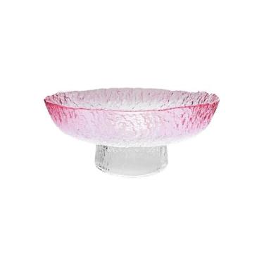 Imagem de Fruteira Prato de frutas em vidro rosa gradiente cor prato de frutas decorativo para casa cozinha hotel restaurante lanche prato de doces Decoração de mesa