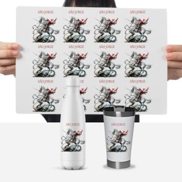 Imagem de Graviarte - Cartela Adesivos São Jorge Guerreiro DTF UV Prova D'Água -