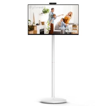 Imagem de SYLVOX Smart Rolling TV de 32 polegadas, TVs em pé com webcam removível de 8MP, monitor portátil FHD 1080p, bateria 4-5H embutida, televisão móvel para uso em vários cenários