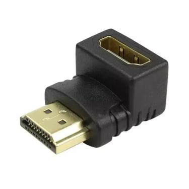 Imagem de HDMI Macho para Fêmea em Ângulo de 90 Graus – Conector Tipo L