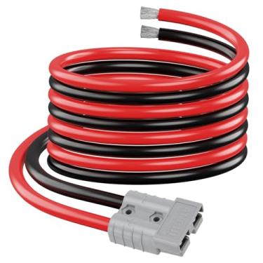 Imagem de ELFCULB Conector Anderson de 6 AWG 1,8 m, cabo conector rápido de bateria Anderson SB50 para sistemas de energia solar e eólica, conexões de energia da bateria