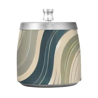 Imagem de Cinzeiro bege com linhas onduladas, cinzeiros inoxidáveis, cinzeiro permanente ao ar livre