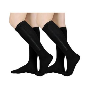 Imagem de Meias De Compressão Com Zíper Para Homens E Mulheres, 2 Pares, Altura 