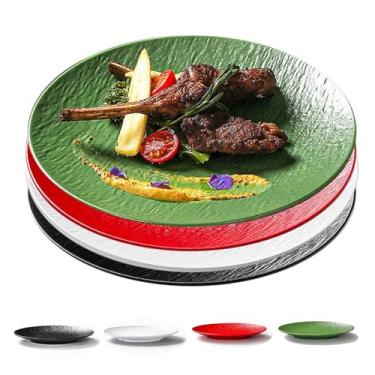 Imagem de YuanQ 4 peças de pratos de jantar planos inquebráveis, reutilizáveis, pratos de cozinha, conjunto de pratos planos de 18 a 30 cm para sobremesa, salada, aperitivo (30 cm, misturado)